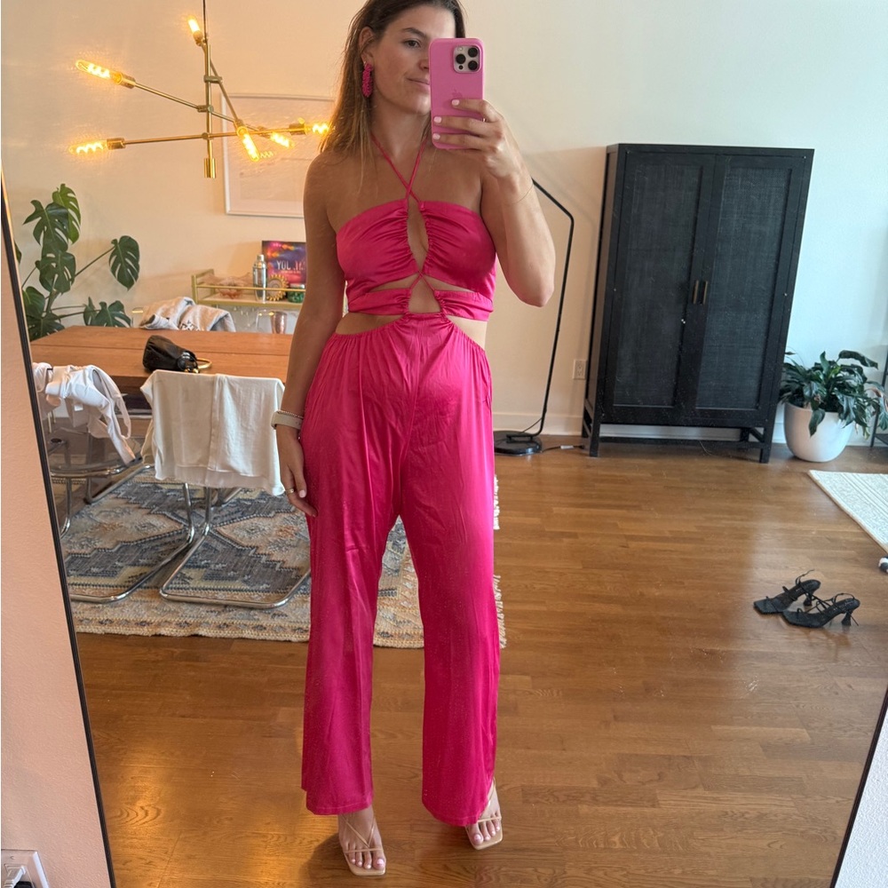 Peppermayo Fuchsia Satin Dress